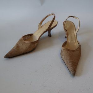 VICINI FABRIC SLINGBACK PUMPS HEELS SZ 40 US/10 *